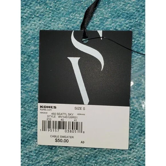 NWT Women's Simply Vera Vera Wang Oversized Asymmetrical Cable Sweater Sz S 1283 - Picture 7 of 9